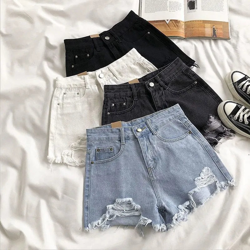 BLOC DENIM SHORTS