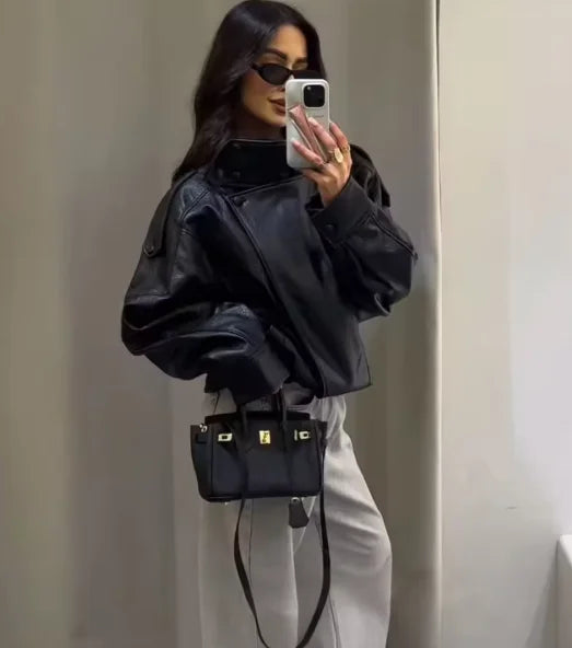 BLOC FAUX LEATHER JACKET