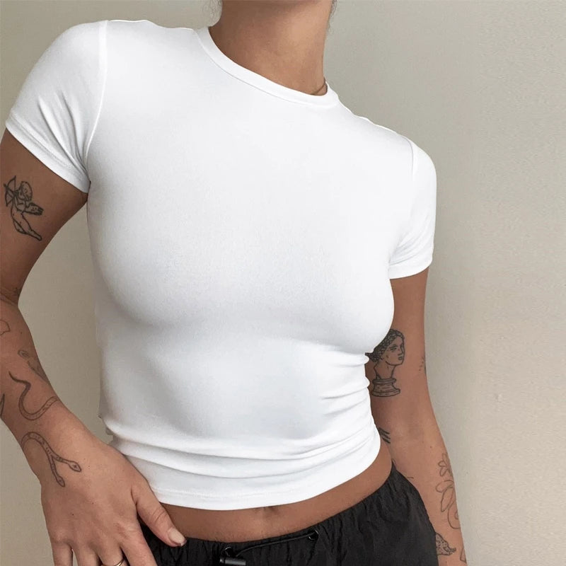 WOMEN’S Y2K SLIM FIT KNIT ESSENTIAL TEE