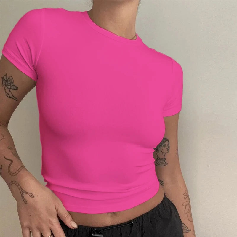 WOMEN’S Y2K SLIM FIT KNIT ESSENTIAL TEE