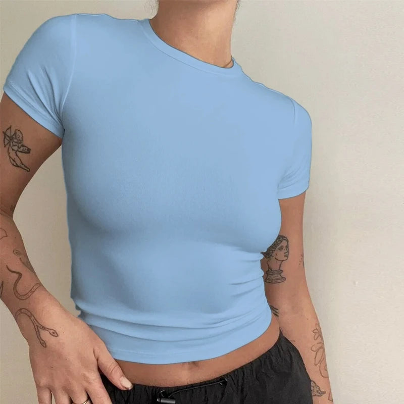 WOMEN’S Y2K SLIM FIT KNIT ESSENTIAL TEE