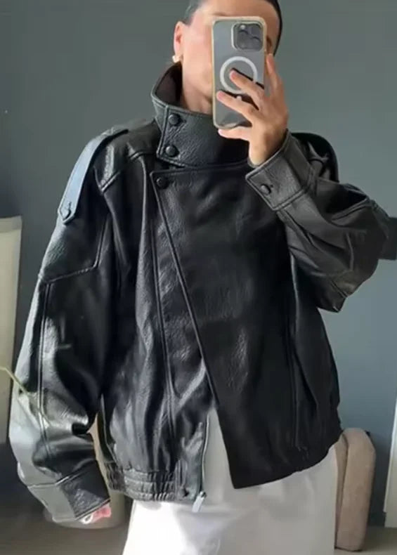 BLOC FAUX LEATHER JACKET