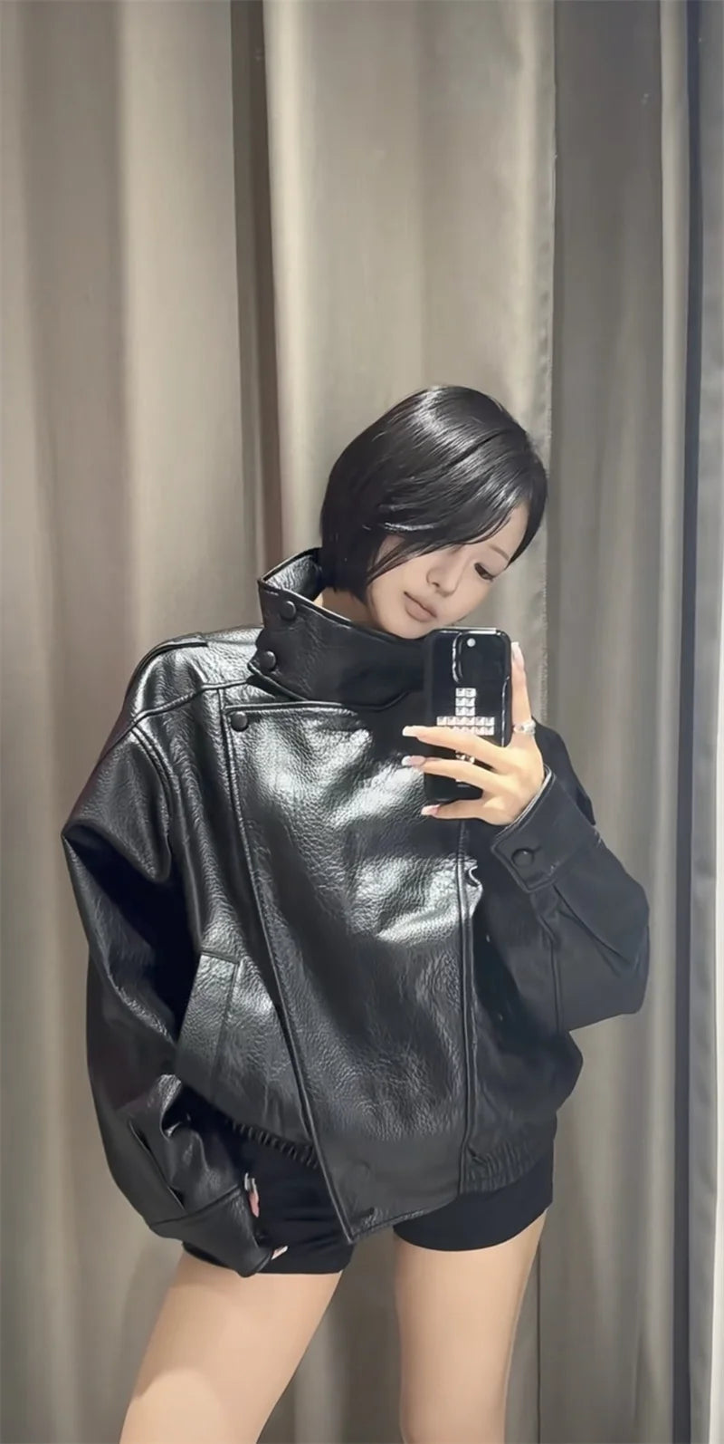 BLOC FAUX LEATHER JACKET