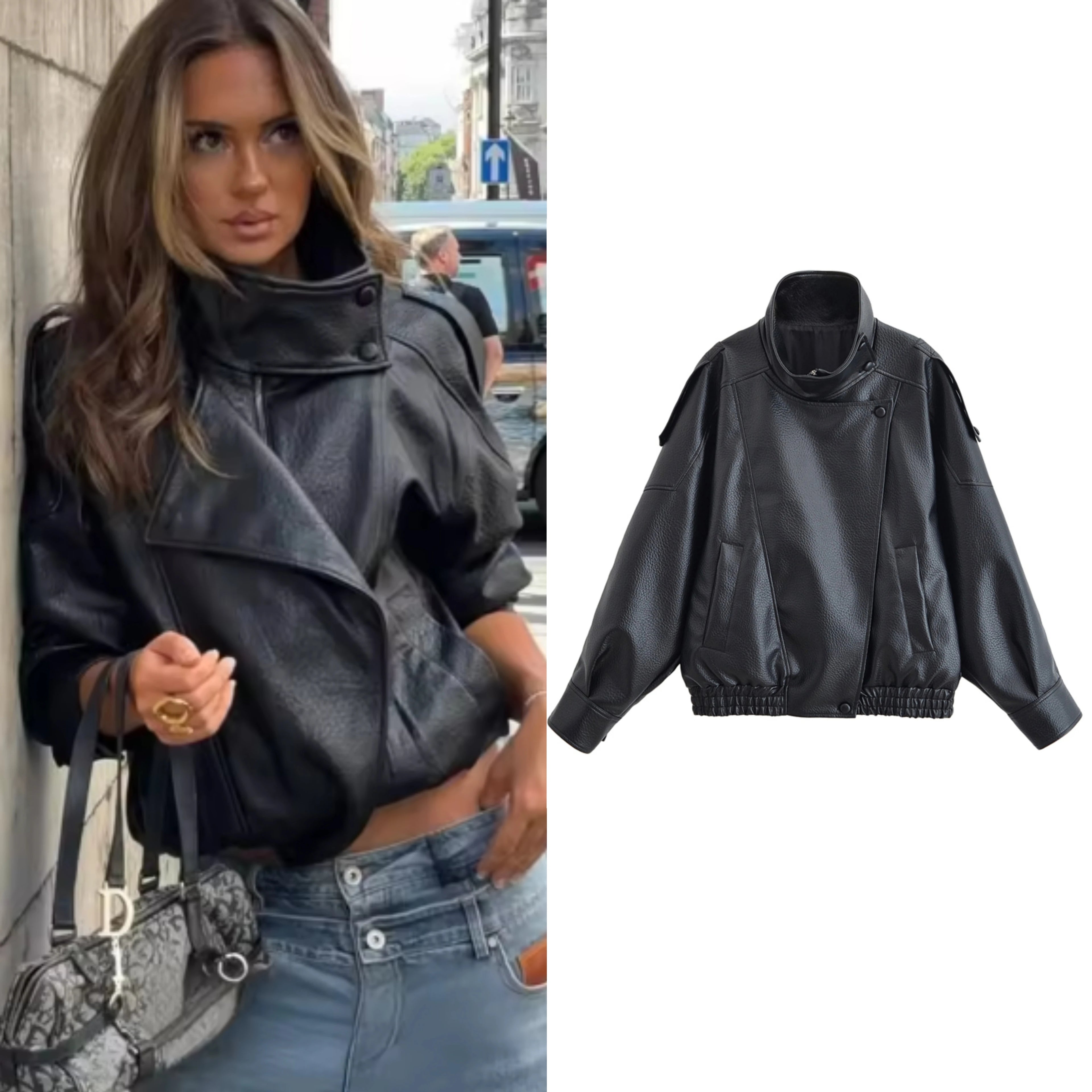 BLOC FAUX LEATHER JACKET